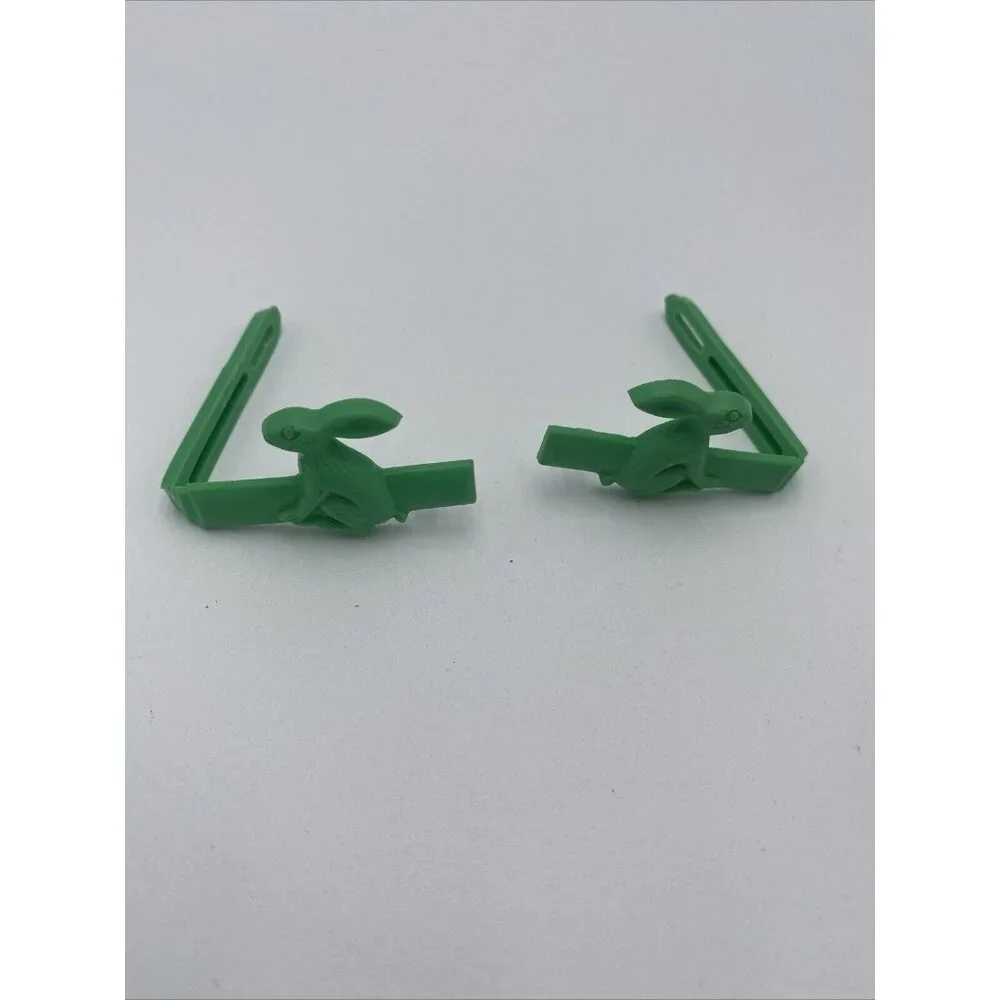 Vintage Goody Snap-Tight Girl Barrettes Set Rabbit Bunny Green